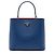 Prada Borsa Satchel Panier Grande in Pelle Saffiano Blu