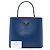 Prada Borsa Satchel Panier Grande in Pelle Saffiano Blu - vista 7