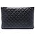 Clutch Chanel Black Large Quilted Caviar O Case Negro