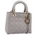 Borsa a Mano Christian Dior Lady Dior Vernice 2way Grigio Oro Auth BA14819SAM Marrone D'oro