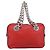 Borsa a mano con catena PRADA in pelle rossa argento Auth 198640V Rosso - vista 13
