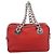 Borsa a mano con catena PRADA in pelle rossa argento Auth 198640V Rosso - vista 2