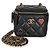 Chanel Coco Casino Mini Vanity Case aus schwarzem gestepptem Lammleder mit Kette