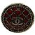 Chanel 2010 Rot / Brushed Gold CC Logo kreisförmiger Emaille-Locket-Ring