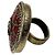 Chanel 2010 Rot / Brushed Gold CC Logo kreisförmiger Emaille-Locket-Ring - Ansicht 2