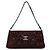 Borsa a spalla Pochette Chanel in camoscio goffrato marrone con Camelia e catena