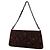 Borsa a spalla Pochette Chanel in camoscio goffrato marrone con Camelia e catena - vista 2