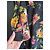 The Kooples Langes Kleid mit schwarzen Blumen Pink Weiß Grün Orange Gelb - Ansicht 4