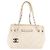 CHANEL Chain V Stitch Shoulder Bag Canvas Beige Silver CC - vista 13