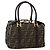 FENDI Zucca Canvas Hand Bag Brown Black