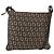 FENDI Zucchino Canvas Shoulder Bag Brown Silver