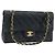 CHANEL Matelasse Chain Shoulder Bag Leather Black Gold CC