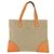 PRADA Tote Bag Canvas Leather Beige Orange Silver - vista 13