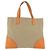 PRADA Tote Bag Canvas Leather Beige Orange Silver - vista 2