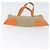 PRADA Tote Bag Canvas Leather Beige Orange Silver - vista 5