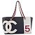 CHANEL Choco Bar Chain Tote Bag No5 Canvas Navy Silver CC - vista 13