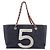 CHANEL Choco Bar Chain Tote Bag No5 Canvas Navy Silver CC - vista 2
