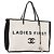 CHANEL Ladies First Tote Bag Canvas White Silver CC