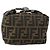 FENDI Zucca Canvas Pouch Hand Bag Black Brown