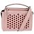 FENDI Dot Com Hand Bag Leather 2way Pink Silver