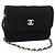 CHANEL Bolsa de Ombro Chain Mini Matelasse 12 Algodão Preto Ouro CC