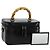GUCCI Bamboo Vanity Hand Bag Leather Black Silver