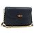 GUCCI Bamboo Chain Shoulder Bag Leather Navy Gold