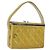 CHANEL Vanity Hand Bag Patent Leather Yellow Silver CC