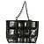 CHANEL Windows Line Chain Shoulder Tote Bag Vinyl Black Silver CC - vista 2