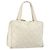 CHANEL Wild Stitch Hand Bag Leather White Gold CC