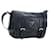 PRADA Shoulder Bag Leather Navy Silver