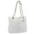 CHANEL Chain Shoulder Bag Leather White Gold CC
