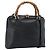 GUCCI Bamboo Hand Bag Leather 2way Black Gold 000 0289