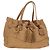 PRADA Tote Bag Leather Beige Gold