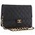CHANEL Matelasse Chain Shoulder Bag Lamb Skin Black Gold CC