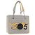 CHANEL Choco Bar Chain Shoulder Bag Canvas Gray Silver CC