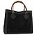 GUCCI Bamboo Hand Bag Suede Black Gold