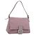 FENDI Zucchino Canvas Mamma Baguette Shoulder Bag Pink Silver