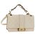 CHANEL Bolsa de Ombro Matelassé em Couro 2way Marfim Ouro Prata CC