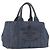 PRADA Canapa M Hand Bag Denim Blue Gold