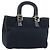 FENDI Hand Bag Canvas Navy Silver