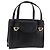 GUCCI Hand Bag Leather Black Gold
