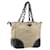 PRADA Plastic Chain Tote Bag Canvas Beige Silver