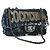 CHANEL Coco Cuba Chain Shoulder Bag Sequin Blue Silver CC