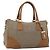 PRADA Hand Bag Canvas Leather Brown Gold