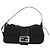 FENDI Mamma Baguette Shoulder Bag Cotton Jersey Black Silver - vista 2