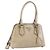 PRADA Hand Bag Patent leather Beige Silver
