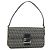 FENDI Zucchino Canvas Shoulder Bag Navy Silver