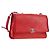 CHANEL Chain Shoulder Bag Calf Skin Red Silver CC