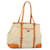 PRADA Tote Bag Canvas Beige Silver
